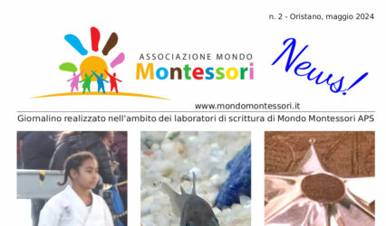 Testata del secondo numero di maggio 2024 del giornalino di Mondo Montessori APS di Oristano
