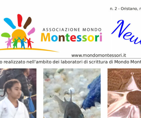 Testata del secondo numero di maggio 2024 del giornalino di Mondo Montessori APS di Oristano