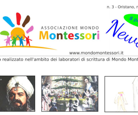 Testata del terzo numero di maggio 2025 del giornalino di Mondo Montessori APS di Oristano